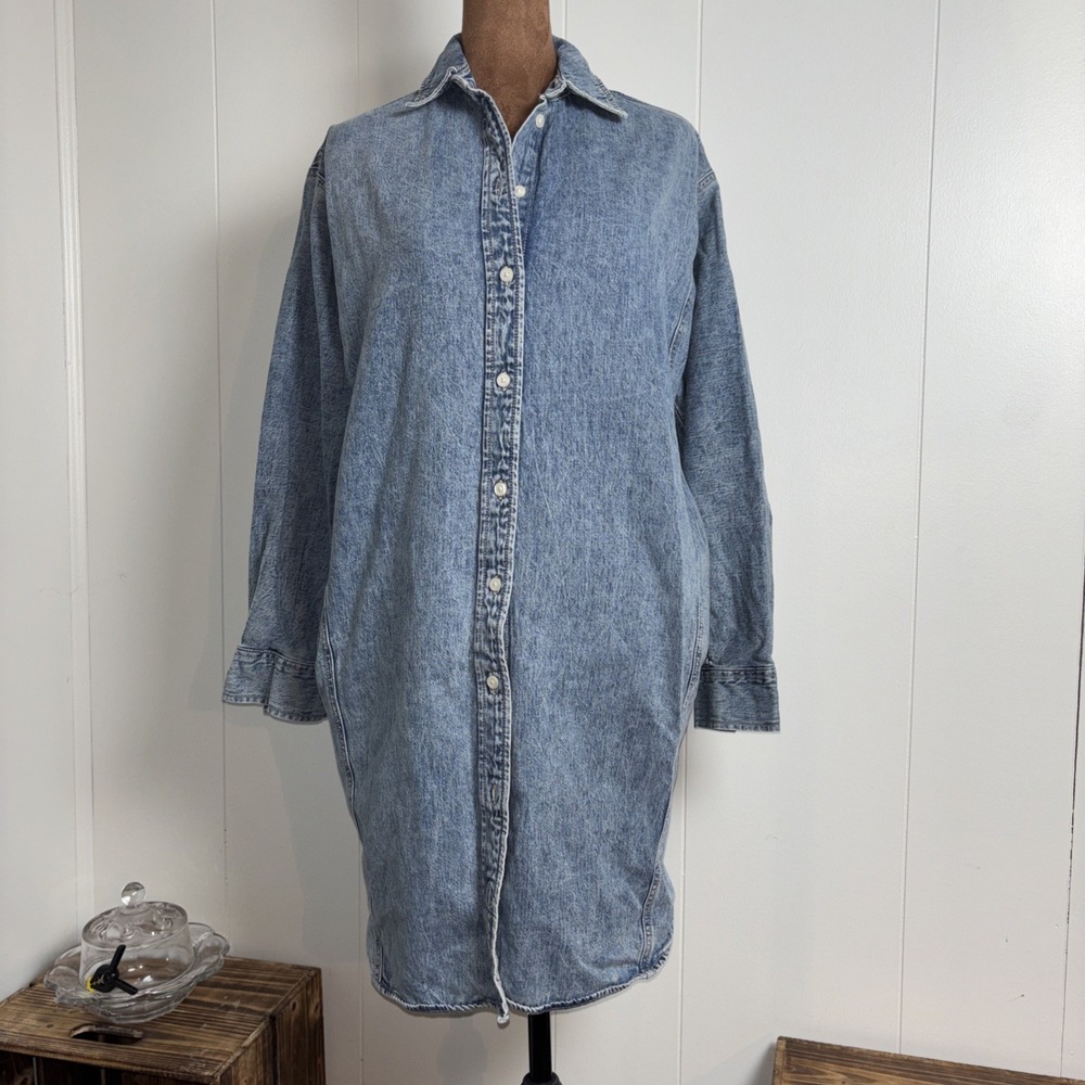 Universal Thread Jean Shirt Dress Womens XSmall Blue Denim Basic Pockets Retro
